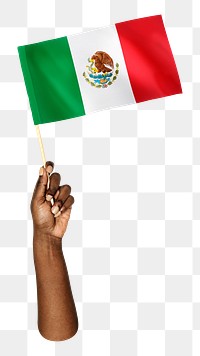 Mexico's flag png in black hand on transparent background