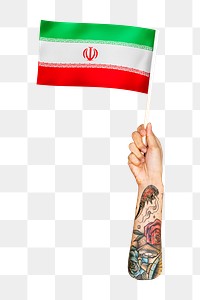 Png Iran's flag in tattooed hand, national symbol, transparent background