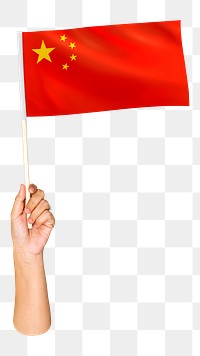 Png China's flag in hand, national symbol, transparent background