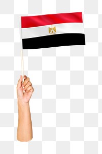 Png Egypt's flag in hand on transparent background