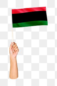 Png Pan African flag in hand on transparent background