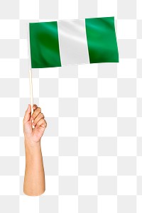 Nigeria's flag png in hand on transparent background