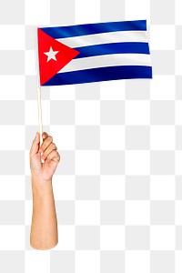 Cuba's flag png in hand on transparent background