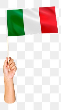 Png Italy's flag in hand, national symbol, transparent background