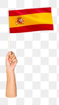 Spain's flag png in hand on transparent background