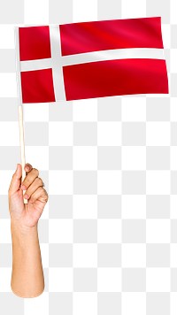 Denmark's flag png in hand on transparent background