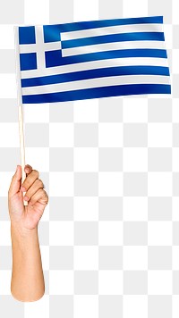 Greece's flag png in hand on transparent background