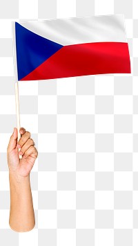 Png Czech Republic's flag in hand on transparent background