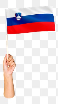 Png Slovenia's flag in hand on transparent background
