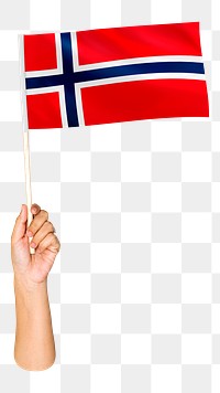 Norway's flag png in hand on transparent background