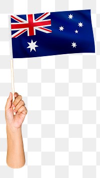 Australia's flag png in hand on transparent background