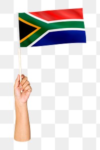 South Africa's flag png in hand on transparent background