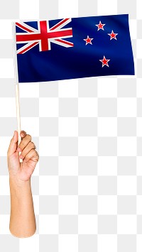 Png New Zealand's flag in hand on transparent background