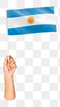 Png Argentina's flag in hand on transparent background