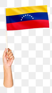 Venezuela's flag png in hand on transparent background