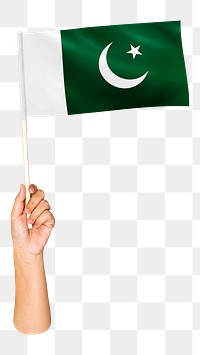 Pakistan's flag png in hand on transparent background