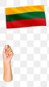 Lithuania's flag png in hand on transparent background