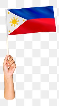 Png the Philippines's flag in hand on transparent background