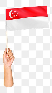 Singapore's flag png in hand on transparent background