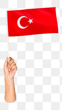 Turkey's flag png in hand on transparent background