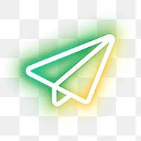 Paper plane icon png, neon glow design, transparent background
