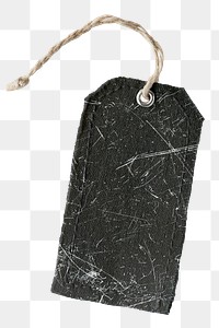 Black tag label png grunge design, transparent background