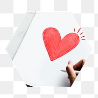 Png valentine's day greeting card hexagonal sticker, transparent background
