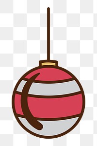 Christmas bauble png, line art illustration, transparent background