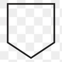 Flag badge shape png, line art design, transparent background