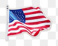 PNG American flag sticker with white border, transparent background
