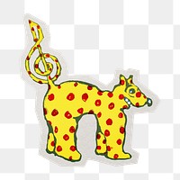 PNG Cute dog sticker with white border,  transparent background