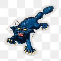 PNG Treat 'em rough cat sticker with white border,  transparent background