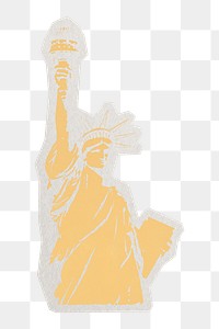 PNG Statue of Liberty  sticker with white border, New York's landmark on transparent background 