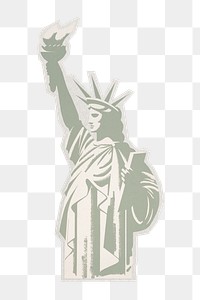 PNG Statue of Liberty New York's famous landmark sticker with white border,  transparent background