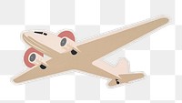 PNG flying airplane sticker with white border,  transparent background