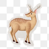 PNG deer sticker with white border, transparent background