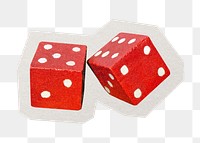 PNG red dice sticker with white border, transparent background