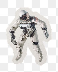 PNG astronaut sticker with white border, transparent background