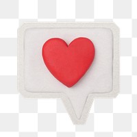 PNG love speech bubble sticker with white border, transparent background