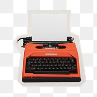 PNG Typewriter   sticker with white border, transparent background