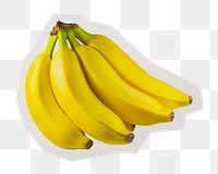 PNG bananas fruit sticker with white border, transparent background