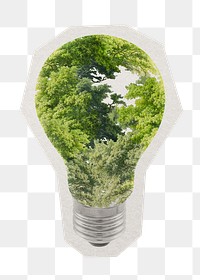 PNG Eco bulb sticker with white border, transparent background