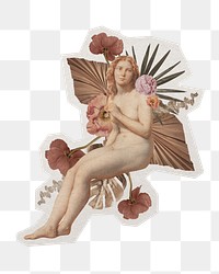 PNG aesthetic woman cut out with white border, transparent background