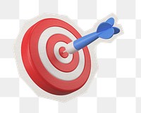 PNG 3D bullseye business accomplishment sticker with white border, transparent background