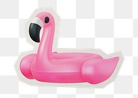 PNG flamingo balloon sticker with white border, transparent background