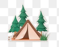 PNG tent camping 3D cartoon sticker with white border, transparent background