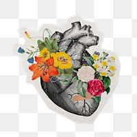 PNG beautiful heart sticker with white border, transparent background