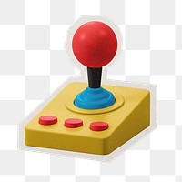 PNG colorful joystick 3D sticker with white border, transparent background