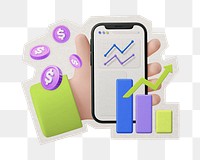 PNG 3D personal finance tracker sticker with white border, transparent background
