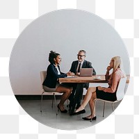 PNG Business people round badge, transparent background